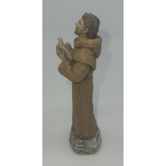 Saint Francis & Dove Statue Dipinto A Mano Assisi 5.5" Tall Eros P Signed - Picture 3 of 12